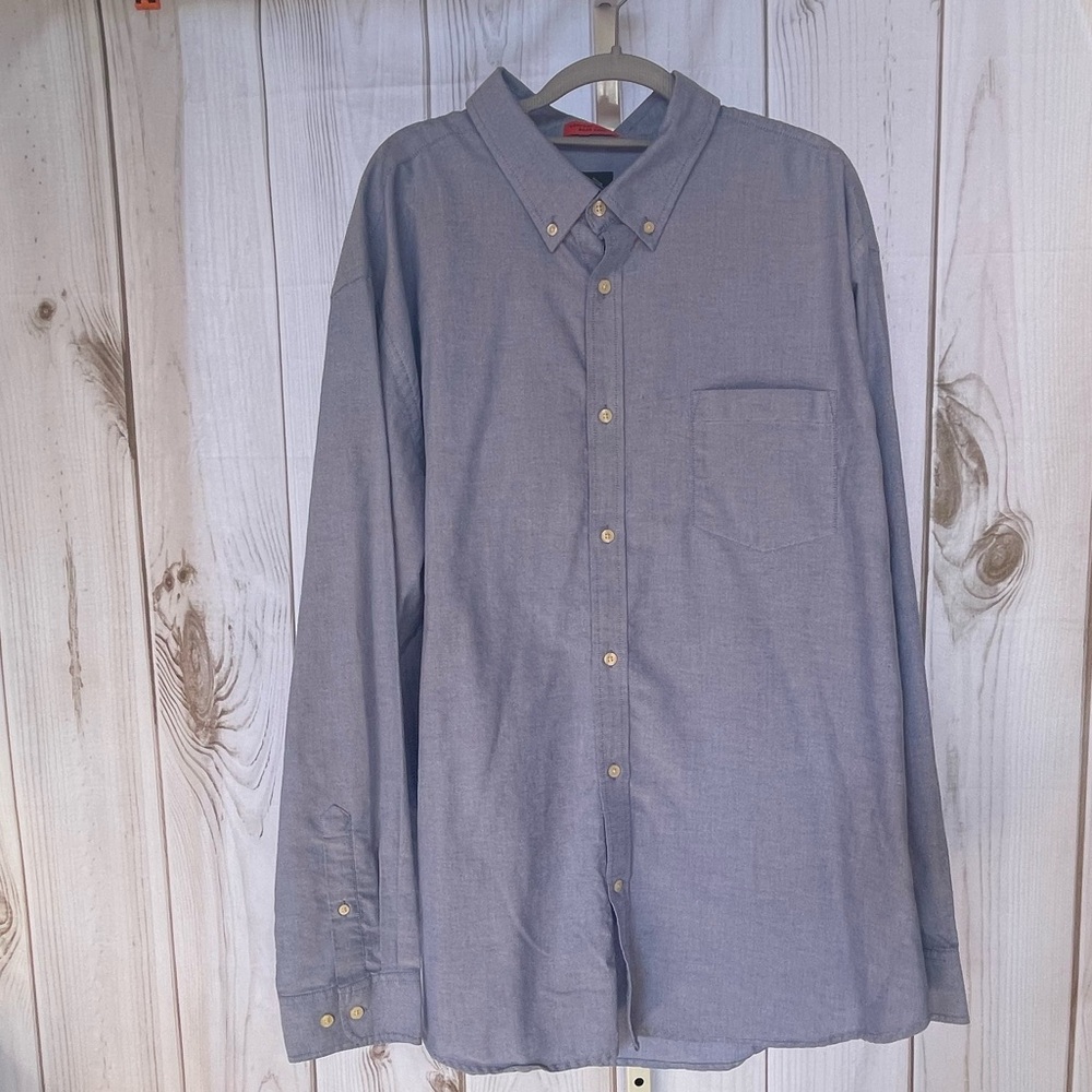 Men's St John's Bay Button Down Casual Long Sleeve Shirt Light Chambray Blue XXL